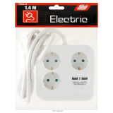 Sky Electric 3 aljzatos,2 USB csatlakozós elosztó, 1,4 M