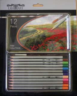 Diamart aquarell színesceruza; 12 db-os fémdobozban